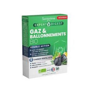 Santarome Gaz & Ballonnements Double Action Bio - 30 Gélules - Boîte 30 gélules