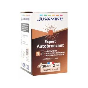 Juvamine Expert Autobronzant 3 en 1 Hale Naturel Activateur Bonne Mine et Action Anti Oxydante 60 Gelules Pot 60 gelules