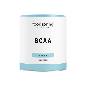 foodspring Gelules de BCAA   Ideal pour les Athletes   100% Vegetal   Acides Amines   2400mg par Portion