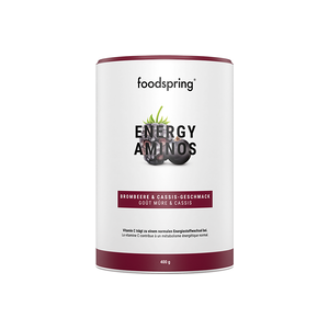 foodspring Energy Aminos   400 g   Mures et Cassis   Boisson Énergetique Pre-Entraînement   Riche en Vitamines