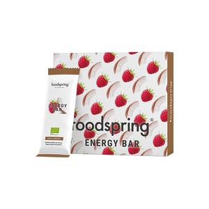 foodspring Barre energetique   Pack de 12   Coco et Framboise   Barre a la Cafeine   100% Bio