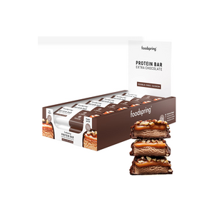 foodspring Extra Chocolate Protein Bar   12 x 45g   Double Chocolat    Barre Proteinee   Riche en Proteines