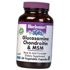 Glucosamine Chondroïtine MSM, Glucosamine Chondroïtine Plus MSM, Bluebonnet Nutrition 60vegcaps (03393002)