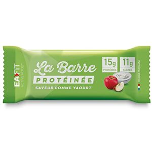 Eafit La Barre Protéinée Saveur Pomme Yaourt Enrobée de chocolat au lait 15g de protéines par barre 5,5g de MG faible en sucre 12 vit et minéraux Certifiée Anti-dopage - Publicité