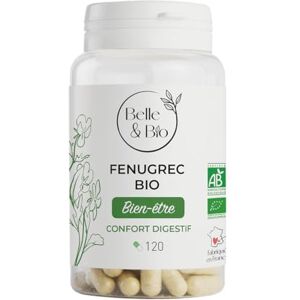 BIO + CONFORT DIGESTIF & FAVORISE L'ALLAITEMENT Fenugrec Bio certifiées Ecocert 120 gélules Cure 1 mois Complément Alimentaire BELLE&BIO Fabriqué en France - Publicité