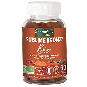 BIO + Gummies Sublime Bronz' Bio   Complément Alimentaire   Active et Prolonge le Bronzage A base de plantes Bio Réglisse, Goji, Carotte   60 gummies 1 mois   Végan   Made In France - Publicité