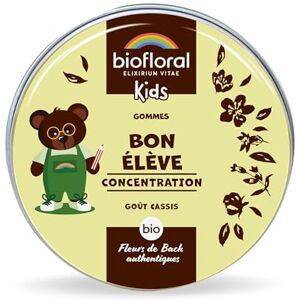 Biofloral KIDS Bon Élève BIO 45 Gommes Concentration Fleurs de Bach Authentiques Sans Alcool - Publicité