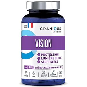 Granions Vision    Complément alimentaire yeux   Avec Myrtille + Lutéine + Zéaxanthine + Vitamines   Tension oculaire, vue, yeux secs et fatigués   Made in France   50 comprimés - Publicité