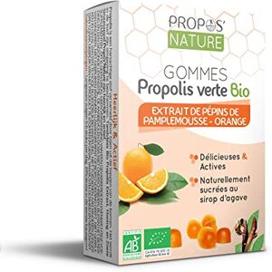 PROPOS'NATURE Gommes de Propolis Verte Bio EPP & Orange 45g Maux de gorge Certifié Agriculture biologique Fabrication Française Huile essentielle d'Orange Bio - Publicité