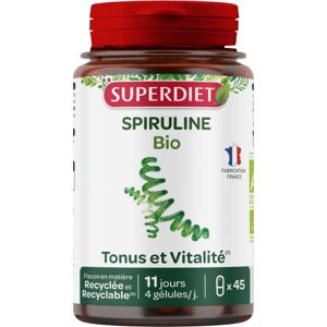 SUPERDIET SPIRULINE BIO Tonus, Vitalité, Récupération sportive Phytothérapie Fabrication française 45 gélules - Publicité