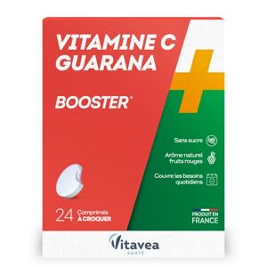 Vitavea Vitamine C Guarana booster sans sucre arome naturel fruits rouges fabriqué en France 24 comprimés à croquer - Publicité