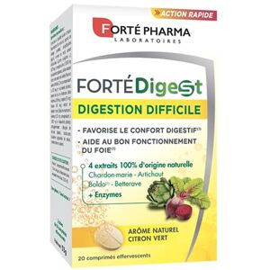 Forté Pharma Forté Digest Digestion Difficile   Complément Alimentaire Digestion Chardon Marie, Betterave, Artichaut et enzymes Confort Digestif   20 Comprimés Effervescents, 1/jour - Publicité