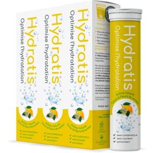 HYDRATIS Pastilles Effervescentes Citron + Fleur de Sureau Optimise l'Hydratation Riche en Minéraux Faible en Sucre Goûts Légers Sport, Crampes, Récupération 60 Pastilles - Publicité