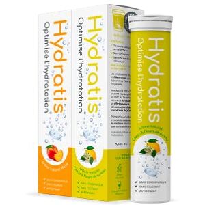 HYDRATIS Pastilles Effervescentes Pêche + Citron/Fleur de Sureau Optimise l'Hydratation Riche en Minéraux Faible en Sucre Goûts Légers Sport, Crampes, Récupération 40 Pastilles - Publicité