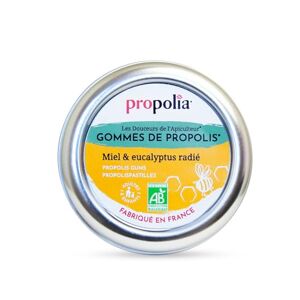 Propolia Bio Gommes de Propolis, Miel & Eucalyptus Apaise la gorge, dégage le nez et rafraîchit l’haleine Complément alimentaire 100% naturel Sans sucre Fabriqué en France 45 g - Publicité