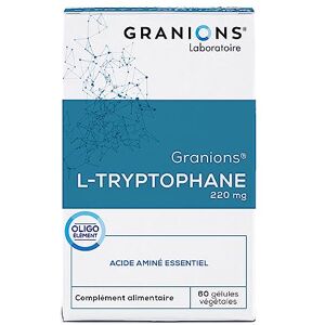 Granions L-Tryptophane    Complement alimentaire serotonine   L-Tryptophane 220mg avec Vitamine B6 + Magnésium   Régulation de l'humeur et du sommeil, coupe faim   Made in France   60 gélules - Publicité