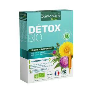BIO + Détox Bio   Complément Alimentaire Détox Globale   Draine & Regénère les 5 Emonctoires Plantes Bio Grande Bardane, Fumeterre, Pissenlit   20 Ampoules   Made In France   Végan - Publicité
