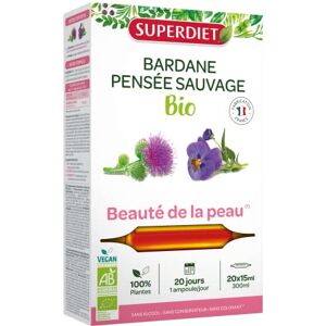 SUPERDIET Bardane Pensée Sauvage Bio Peau nette et saine 20 amp 15ml soit 300ml - Publicité