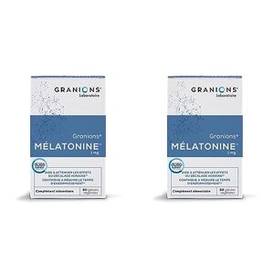 Granions Mélatonine    Complement alimentaire sommeil adulte   Melatonine 1mg gélules avec Magnésium   Somnifère, sommeil réparateur, jetlag   Made in France   60 gélules (Lot de 2) - Publicité
