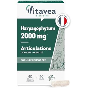 VITAVEA BIEN-ETRE Vitavea Bien-être- Complément alimentaire articulation Harpagophytum 2000 mg Confort, Mobilité, Souplesse et Flexibilité articulaire 40 gélules végétales Fabriqué en France - Publicité