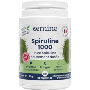 ŒMINE Oemine Spiruline 1000 60 Comprimés Vegan Algue Super Nutritive, Richesse Vitale en B12, Fer, Vitamines & Protéines Complément Alimentaire Vegan et Idéal pour les Sportifs - Publicité