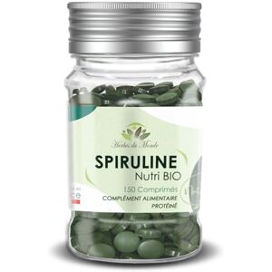 Herbes du Monde Spiruline BIO Ultra Nutritive 150 Comprimés: SuperAliment Certifié AB, Riche en Protéines, Phyto-actifs, Agriculture Biologique, Conditionnée en France 1 boite - Publicité