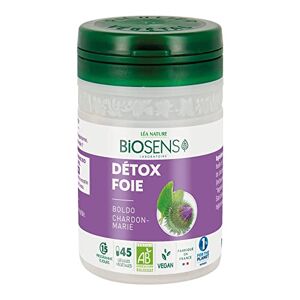 Jardin Bio Biosens Gélule végétale Détox foie Boldo et Chardon-Marie Certifié Bio AB Vegan Fabriqué en France Programme de 15 jours 45 gélules - Publicité