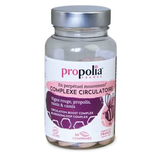 Propolia Complexe circulatoire Circulation sanguine Jambes légères Propolis, Vigne rouge & Cassis Complément alimentaire Fabriqué en France 90 comprimés - Publicité