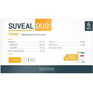 Densmore SUVEAL Duo Complément Alimentaire Ophtalmologique à base de DHA (Oméga 3), Lutéine, Zéaxanthine, Vitamines et Zinc Idéal Vision 180 Capsules Cure de 6 mois Fabriqué en France - Publicité