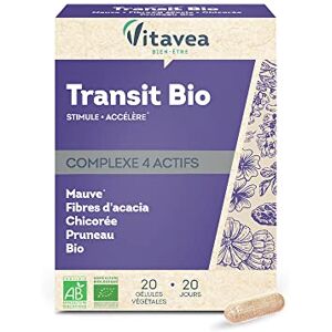 VITAVEA BIEN-ETRE Vitavea Complexe Transit BIO Complément Alimentaire Transit Mauve, Fibres Acacia, Chicorée et Pruneau BIO Accélère et Stimule le Transit 20 gélules Cure de 20 jours Fabriqué en France - Publicité