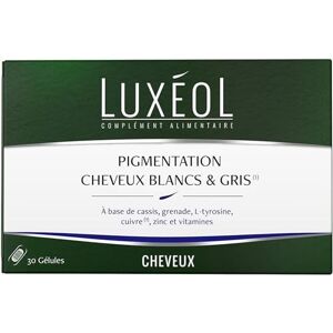 Luxéol Pigmentation Cheveux Blancs & Gris Complément Alimentaire Contribue À La Pigmentation Normale Cassis, Vitamine E B6 B8, Cuivre, Zinc Fabriqué En France Programme 1 Mois 30 Gélules - Publicité