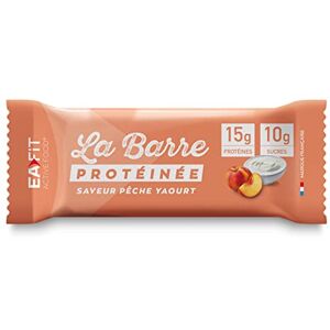 Eafit La Barre Protéinée Saveur Pêche Yaourt Enrobée de chocolat au lait 15g de protéines par barre 5,5g de MG faible en sucre 12 vit et minéraux Certifiée Anti-dopage - Publicité