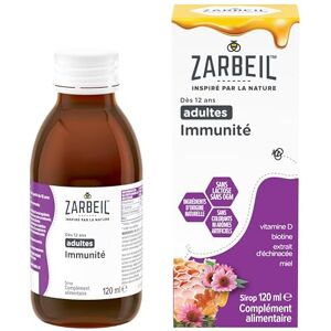 Zarbeil Sirop Immunité Adultes (flacon de 120 ml) – Complément alimentaire à la vitamine D, biotine, extrait d’échinacée et miel – Soutien du système immunitaire, à partir de 12 ans - Publicité