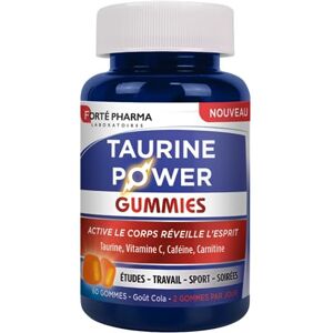 Forté Pharma Taurine Power Gummies   Complément Alimentaire Booster d'Énergie   Caféine, Vitamine C et B, Magnésium, L-Carnitine   Anti-fatigue, Vitalité   60 gommes, 2/jour - Publicité