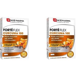 Forté Pharma Forté Flex Curcuma Complément Alimentaire Articulaire Articulations douloureuses, Santé des os Vitamine E, Curcuma, Poivre Noir Flexibilité 15 gélules, 1/jour (Lot de 2) - Publicité