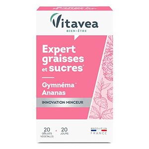 VITAVEA BIEN-ETRE Vitavea Expert Graisses et Sucres Complément Alimentaire Capteur Graisses et Sucres Minceur, Perte de Poids Gymnéma et Ananas 20 gélules Cure de 20 jours Fabriqué en France - Publicité