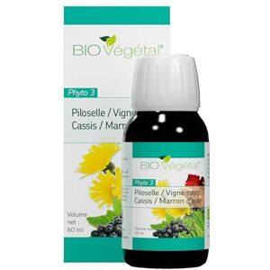 BIO + Phyto Sud Phyto 3 Bio Piloselle/Cassis/Vigne Rouge/Marron d'Inde Complexe Extraits Fluides Concentrés Complément Alimentaire Drainant pour Retention d'Eau Certifié Bio Cure de 20 Jours - Publicité