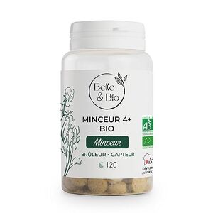 BIO + BRÛLEUR-CAPTEUR & MINCEUR Minceur 4+ Bio Thé Vert, Artichaut, Guarana Bio certifiés Ecocert 120 comprimés Cure 1 mois Complément Alimentaire BELLE&BIO Fabriqué en France - Publicité