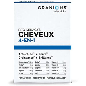 Granions PRO KERACYS 4-EN-1   Anti-chute Cheveux + Force + Croissance + Brillance   FORMAT 1 MOIS : 90 Gélules   Fabriqué en France - Publicité