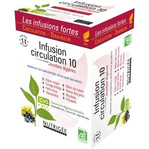 Nutrigee Infusion Circulation 10 -Bio Jambes Légères Circulation & Draineur- Concentrés Végétaux Solubles,- Myrtille, 30 Sachets - Publicité