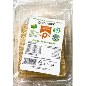 Granosalis Focaccia protéique Low carb avec Algue spiruline. Vegan Format de 170 g. Publicité