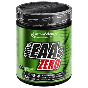 IronMaxx 100% EAAs Zero Poudre d'acides aminés Sans sucre au goût Pomme 1 x boîte de 500g - Publicité