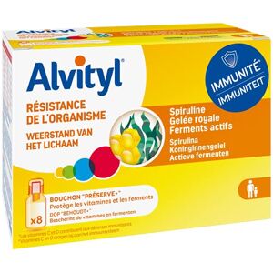 Alvityl Fioles Resistance de l'organisme Spiruline, Gelée Royale, Ferments actifs, vitamines Fiole brevetée 80ml - Publicité