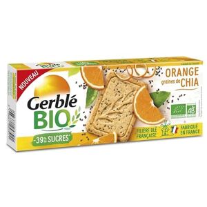 SABLÉ ORANGE GRAINES CHIA BIO 132G, GERBLE BIO, LOT DE 4 - Publicité