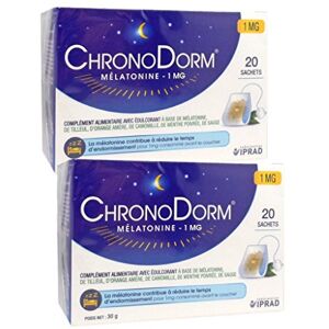 Laboratoires IPRAD Chronodorm 1mg en Sachets Complément alimentaire Contribue à réduire le temps d'endormissement Lot de 2 Boites de 20 Sachets - Publicité