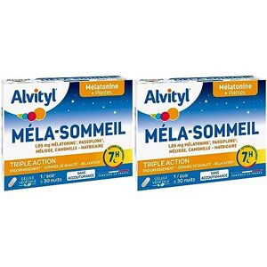 Alvityl Gélules Méla-Sommeil Mélatonine+3 plantes+vitamine B6 Triple action sur le sommeil et la relaxation 30 gélules (Lot de 2) - Publicité