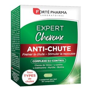 Forté Pharma Expert Anti-Chute Tous Types de Chute de cheveux   Complément Alimentaire Cheveux Force Densité   Vitamine B6, Vitamine E, Myrtille, Cheveu de Vénus   30 comprimés - Publicité