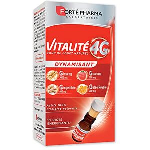 Forté Pharma Vitalité 4G Dynamisant   Booster d'Energie Immédiat Anti-Fatigue   Complément Alimentaire Energie et Vitalité Ginseng Gingembre, Guarana et Gelée Royale   10 Shots - Publicité