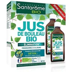 BIO + Jus de Bouleau Bio   Complément Alimentaire Détox et Elimination   Draine & Détoxifie Légèreté & Bien-Etre Bourgeons de Frêne, Cassis   2 Flacons 200 ml   Made In France   Végan - Publicité