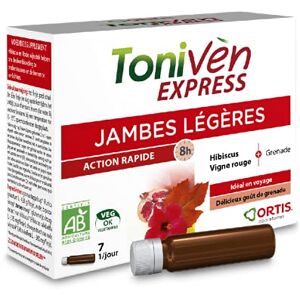 Ortis LABORATOIRES  TONIVEN EXPRESS BIO 7 x 15ml Circulation Jambes lourdes Hibiscus Action rapide - Publicité